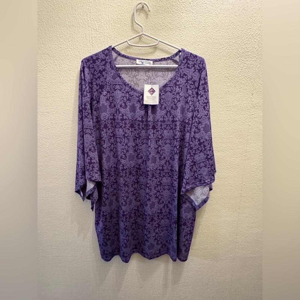 NWT Angel Sleeve Tunic in Violet Jacquard by Mountain Mamas